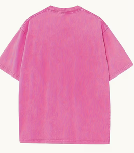 T-shirt Homme Oversize Rose Uni 100% Coton Manches Courtes Col Rond Décontracté Vintage Délavé 320g Jersey - Product Image 2