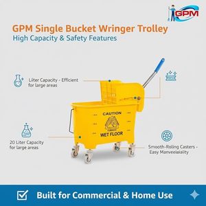 Professional 20 LTR Wringer Trolley with Strong Wheels and Ergonomic <b>Handle</b> Easy to Maneuver for Large Area Floor Cleaning - Product Image 5