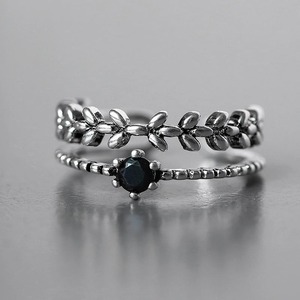 Korean Version S925 Sterling Silver Temperament Branch Retro Creative Old Double <b>Ring</b> <b>Ring</b> <b>Opening</b> Female Silver Ornaments - Product Image 3