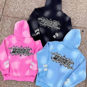 เสื้อฮู้ดดี้ผู้ชาย แขนยาว ซิปหน้า พิมพ์ลาย สตรีทแวร์ ใส่ได้ในฤดูใบไม้ร่วง สีดำ โพลีเอสเตอร์ ทรงปกติ - Product Image 2