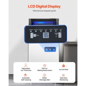 Macchina per il ghiaccio commerciale da 80 libbre/24 ore con capacità di stoccaggio di 28 libbre e 36 cubetti di ghiaccio in 15 minuti - Display digitale a LED - Product Image 4