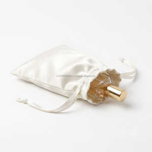 Pochette en satin de soie blanc de qualité supérieure avec cordon de serrage, élégante et réutilisable, sac à bijoux anti-poussière, emballage personnalisé avec logo, sac cadeau - Product Image 3