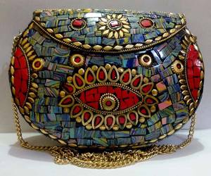 Bolso de Mano Metálico con Diseño de Mosaico Multicolor, Estilo Bandolera para Fiestas, Mejor Precio en India-GC-BG-468 - Product Image 1