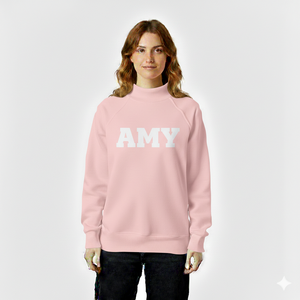 เสื้อสเวตเชิ้ตคอกลมสีส้มสำหรับผู้หญิง พร้อมเสื้อสเวตเชิ้ตคอเต่าสไตล์ Amy Modern ทรงเข้ารูป คอริบบ์ ผ้าฝ้ายเนื้อนุ่ม - Product Image 4