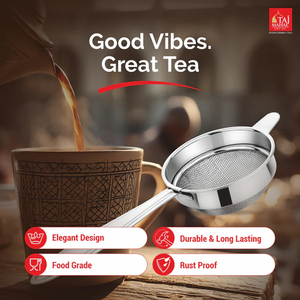 SS Zee Heavy Double Mesh <b>Strainer</b> with Comfortable Handle for Secure Grip and Easy Rest on Pot Rim Eco-Friendly - Product Image 4