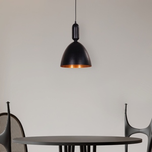 Luminaire suspendu géométrique en fer texturé noir de luxe moderne, luminaire de plafond contemporain, personnalisable, minimaliste - Product Image 3