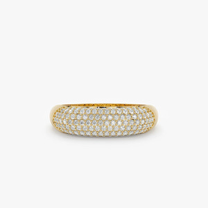 Yellow Gold Multi Row Pave Lab Grown Diamond <b>Dome</b> <b>Ring</b> - Product Image 1