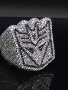Custom Black White Deception <b>Ring</b> 925 Silver Round Lab Grown Diamond Iced Out Hip Hop <b>Statement</b> <b>Ring</b> Pass Diamond VVS1 Jewelry - Product Image 6