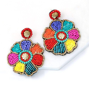 Traditional Style Embroidery <b>Earrings</b> with Beading Seed Bead <b>Tassels</b> <b>Earrings</b> for Women by MD HANDICRAFTS - Product Image 3