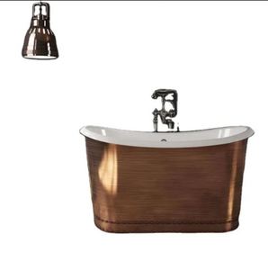 Baignoire autoportante ovale en cuivre martelé marron de luxe pour la maison et l'hôtel CH-997 Portable - Product Image 2