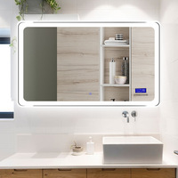 Miroir de salle de bain intelligent moderne anti-buée rectangulaire avec éclairage LED tactile mural pour hôtel