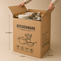 Caja de Cartón Corrugado Resistente y Grande para Mudanza, Diseño de Logotipo Personalizado, Color Personalizado, Tamaño Personalizado, Reciclable y Plegable