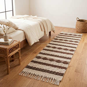 Modern Geometric Area Rug Boho Style Black Striped Rectangle Cotton Flat Weave Low Pile Non Slip Living Room Rug - Product Image 5