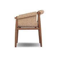 Chaise de salle à manger moderne en teck de qualité export, avec coussin en rotin tressé à la main, fauteuil léger et imperméable pour appartement, restaurant, maison