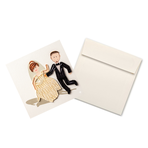 Tarjeta de Quilling con Diseño de Pareja Sonriente para Boda, Tema de Amor, Tarjeta de Felicitación 3D Hecha a Mano Personalizada para Boda - Product Image 4
