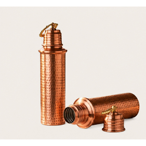Premium Handcrafted Pure <b>Copper</b> Water Bottle Hammered Design Leak-Proof <b>Screw</b> Cap Eco-Friendly Drinkware for Yoga Office - Product Image 3