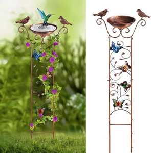 Mangeoire à oiseaux suspendue en métal avec chaîne, plateau à graines pour oiseaux sauvages, abreuvoir suspendu pour jardin extérieur et balcon - Product Image 5