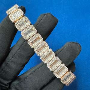 Pulsera de Diamantes de Corte Redondo de Moissanita de 10 mm Personalizada, Plata de Ley 925, Estilo Hip Hop, Totalmente Cubierta de Diamantes, para Regalo - Product Image 3