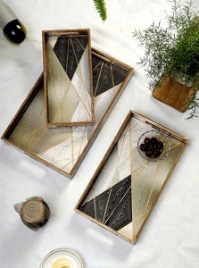 Premium Enamel Decorative Tray Rectangle Serving Tray Coffee Tea Snack <b>Platter</b> Vanity Jewelry Organizer Home Accessories - Product Image 1