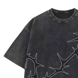 New Arrival Custom Logo Men's Clothing T-shirts Solid Printed 100% Cotton <b>Acid</b> Washed Half Sleeve Quick Breathable <b>Drop</b> Shoulder - Product Image 5