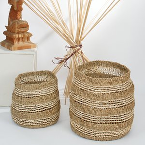 Meilleures ventes : Ensemble de 2 ou 3 paniers de rangement multifonctionnels en jonc de mer rustique et écologique pour tiroirs de cuisine, maison et buanderie - Product Image 3