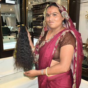 100% naturel brut indien vierge vague profonde couleur noire faisceaux bouclés lâche Super vague Style Temple Extensions de cheveux humains - Product Image 6