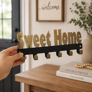 SHUBHAM Sweet <b>Home</b> Metal Wall Mounted Key Holder Decorative 6-Hook Key Rack for Entryway, Living Room & Office - Product Image 2
