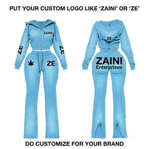 ZAINI 350g 100% Cotton Breathable <b>Knitted</b> Men's Winter STREETWEAR Solid Front Custom Logo Tracksuit Hoodie <b>Set</b> - Product Image 1