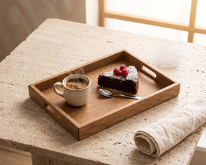 Plateau rectangulaire portable en bois, style classique, pour usage commercial et domestique, cuisine, salon, tasses à thé, barbecue, petit-déjeuner >501ml - Product Image 4