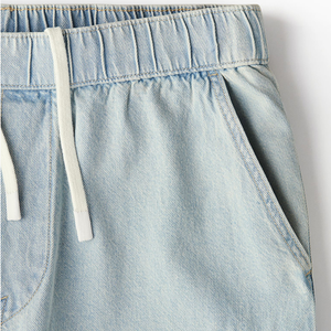 Shorts cargo en coton bleu clair pour homme, taille mi-haute, style décontracté avec poches, taille élastique, tissu tissé - Product Image 6