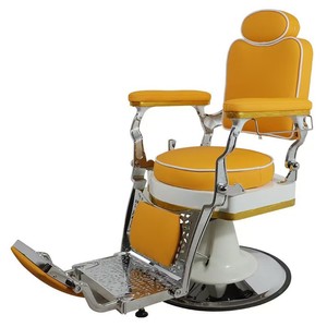 Fauteuil de Barbier Jaune Hydraulique en Cuir PU avec Repose-Pieds pour Salon de Coiffure - Product Image 5