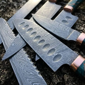 Ensemble de couteaux de chef en acier Damas avec manche en résine, ensemble de couteaux de cuisine professionnels, fournisseur en gros OEM - Product Image 2