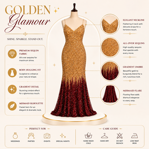 Luxury Mermaid <b>Sequin</b> Evening Gown | Designer Spaghetti Strap Formal Dress Premium Prom Wedding Gala Party Red Carpet Wear - Product Image 5