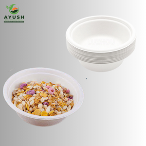 Platos y tazones redondos de caña de azúcar no tóxicos para buffets de bodas y eventos de comida de gran volumen. - Product Image 6