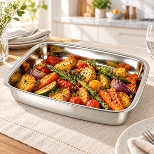 Plateau de service rectangulaire en acier inoxydable, plat de buffet profond pour hôtel, restaurant, traiteur - Product Image 5
