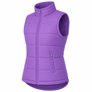 Gilet matelassé personnalisé pour femme, entièrement zippé, col montant, matelassage horizontal, gilet d'hiver, veste sans manches personnalisée pour femme - Product Image 5