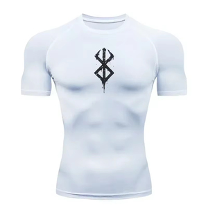 <b>Men</b> Print <b>Compression</b> <b>Shirts</b> Summer Short Sleeve Rash Guard Gym Workout T <b>shirt</b> Athletic Quick Dry Swim Jacket Sun Protection - Product Image 3