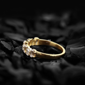 Anillo de media eternidad con diamantes cultivados en laboratorio en forma de pera y baguette, en oro amarillo de 10K, 14K o 18K, para mujer, joyería hecha a mano. - Product Image 2