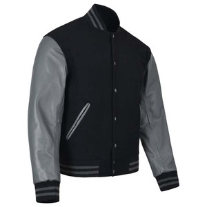 Veste universitaire sur mesure de style nouveau, en laine, avec manches en cuir, veste de baseball pour hommes, vente en gros. - Product Image 2