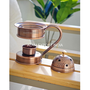 Top Seller Pure Copper Tabletop Decorative Incense <b>Oil</b> <b>Burner</b> Essential <b>Oil</b> Diffuser Best Selling Round Shape Hammered Design - Product Image 2
