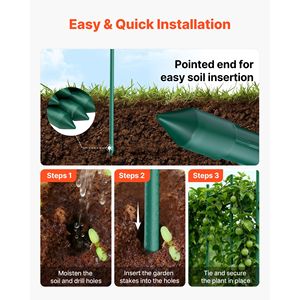 Pali da Giardino 25 Pezzi, 210 cm, in Metallo Rivestito in Plastica, Pali per Pomodori con Punta Appuntita, Supporti per Piante - Product Image 4