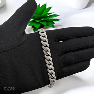 สร้อยข้อมือคิวบันหรูหราประดับเพชรโมอิสซาไนต์เต็มเส้น เงินแท้ 925 รับรองคุณภาพ สร้อยคิวบันแบบสั่งทำได้ 男女兼用 ผ่านการทดสอบเพชร - Product Image 5