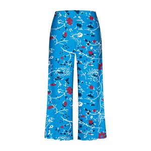 Women's High <b>Waist</b> Wide Leg Floral Print Knitted Eco-Friendly Loose Fit Full Length Casual Breathable Spring Pant <b>Elastic</b> <b>Waist</b> - Product Image 2