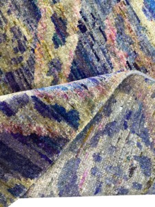 Alfombra de área vintage de transición, anudada a mano, de lana pura y seda, de pelo bajo, para decoración de sala de estar - Product Image 5