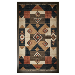 Tapis unique à motif tribal diamanté avec des motifs d'inspiration sud-ouest, tapis décoratif à franges pour salon et chambre à coucher - Product Image 1