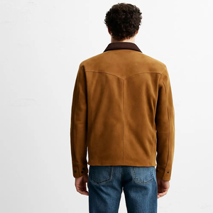 Veste en daim pour homme avec poches, col boutonné, quatre poches, style workwear, vêtement d'extérieur pour l'hiver - Product Image 2