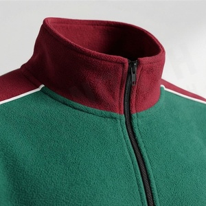 Survêtement unisexe vert et rouge à blocs de couleur, manches longues, fermeture éclair, col montant, style sportif, pour l'automne, coupe régulière pour adultes - Product Image 4