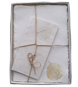 กระดาษพรีเมียมขอบหยักพร้อมลายใบไม้ 10 แผ่นขนาด A4 พร้อมหัวจดหมาย + ซองจดหมาย 5 ซอง - Product Image 1