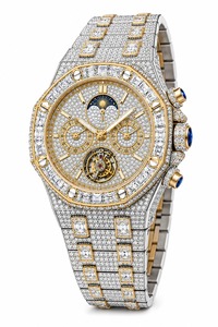 Reloj de lujo unisex con diamantes, caja de oro blanco, movimiento mecánico analógico, esfera con números romanos, cierre desplegable, 44 mm - Product Image 3