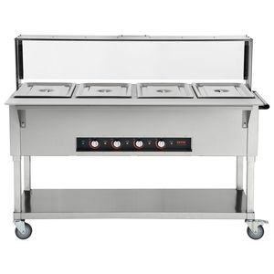 Scaldabalini a 4 padelle di grado commerciale Tavola elettrica a vapore da 2000W per Buffet con Server professionale in acciaio inossidabile - Product Image 1